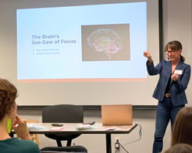 Dr. Adams sharing a neurobiological perspective on dyslexia