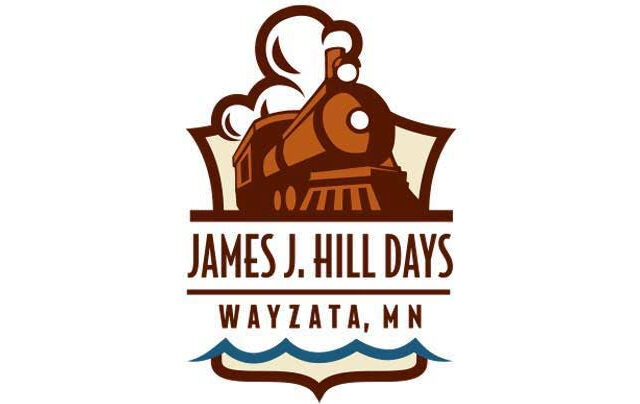 James J. Hill Days logo featuring a vintage locomotive and banner for Wayzata, MN event.